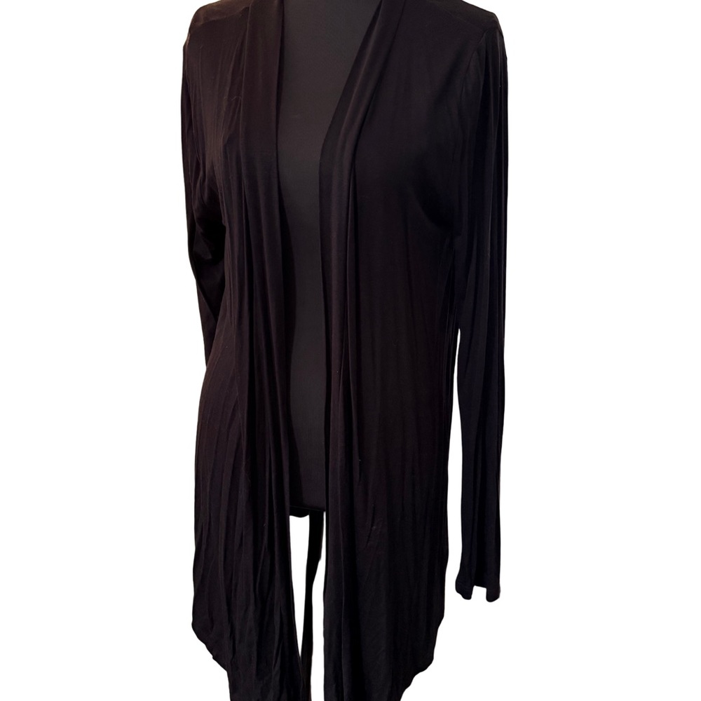 Zenana Premium Shark Hem Elegant Black Women's Knit Cardigan Size Small